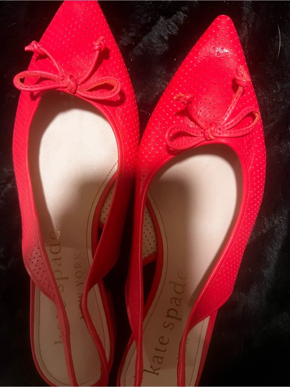 kate spade Pink Pointed Toe Slingback Flats with Bow